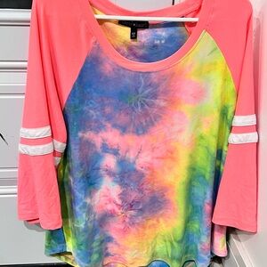 Heart Hips Pink and Tie-Dye Long Sleeve Top